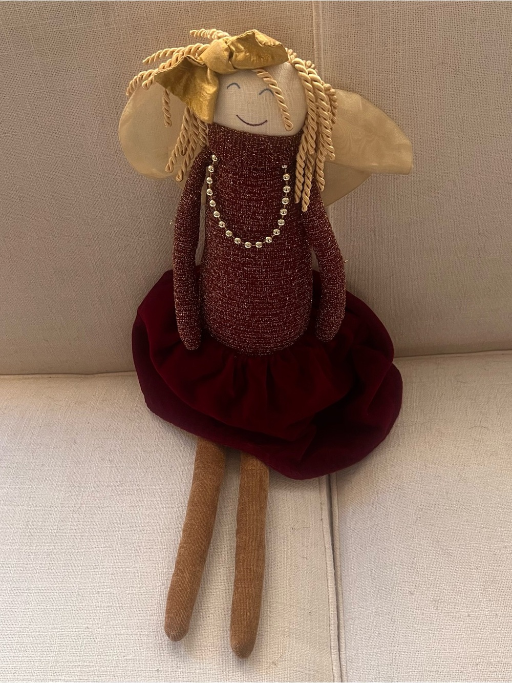 🎄Woof & Poof  2011 Retired Burgundy & Gold Holiday Angel